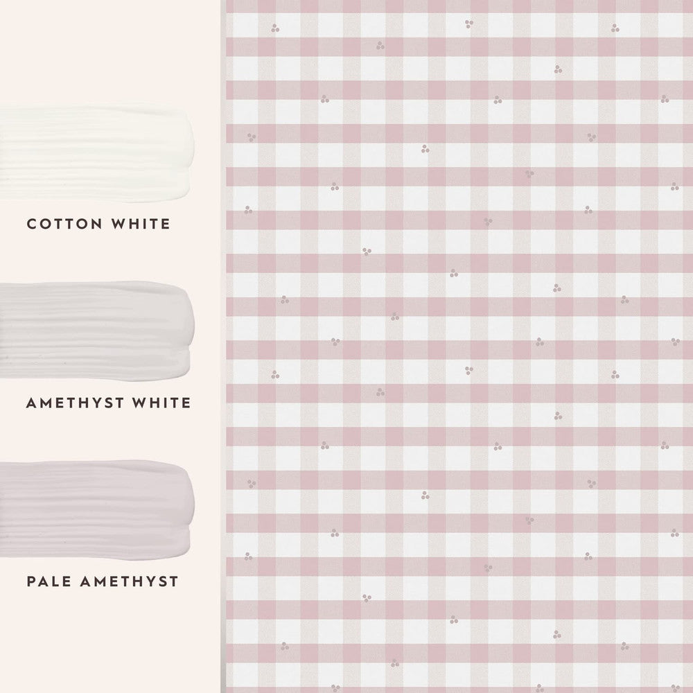 119865 - Gingham Pale Wallpaper - Amethyst Purple - Laura Ashley