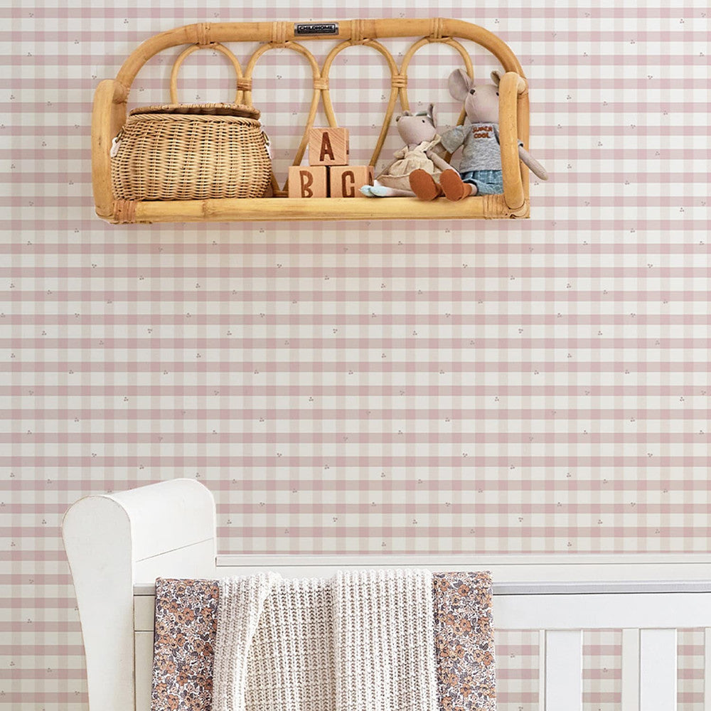 119865 - Gingham Pale Wallpaper - Amethyst Purple - Laura Ashley