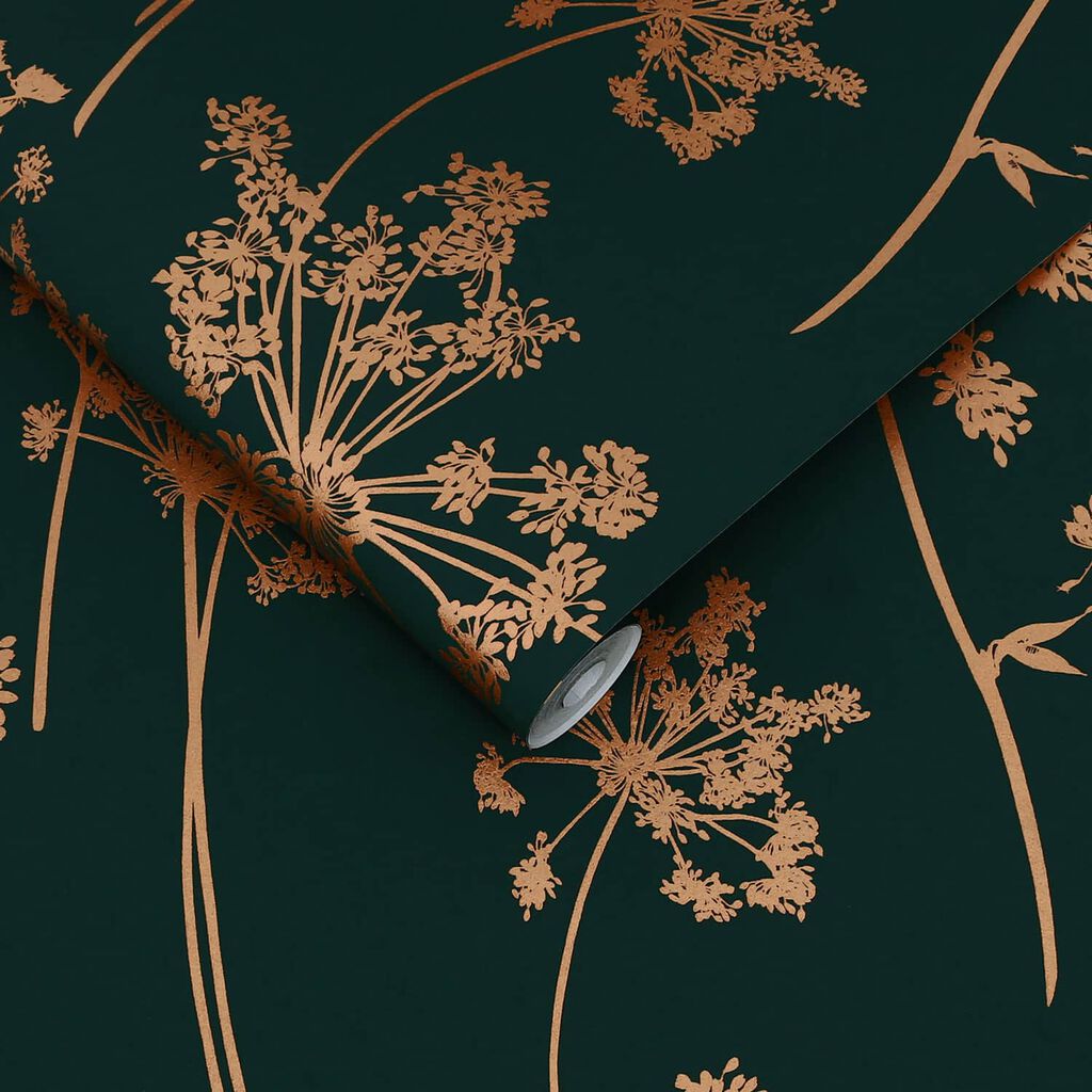 119881 - Anthriscus Wallpaper - Emerald - Graham & Brown