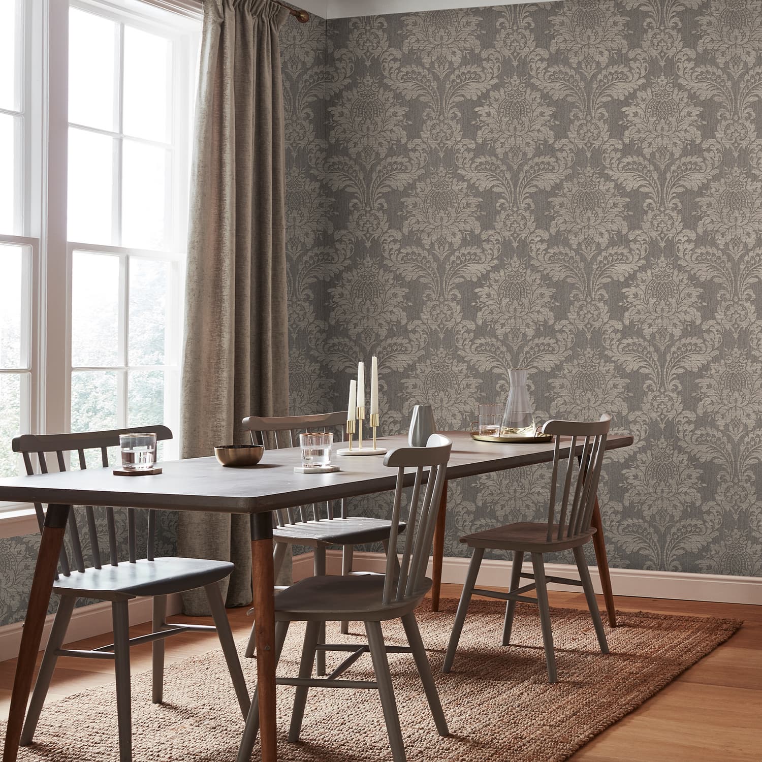 119970 - Archive Damask Wallpaper - Taupe - Boutique Luxury
