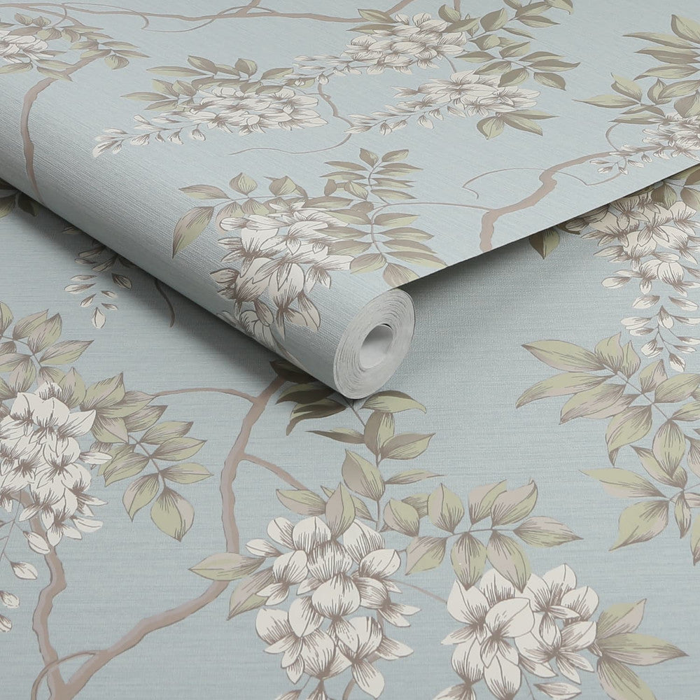 120138 - Wisteria Wallpaper - Duck Egg - Superfresco Easy