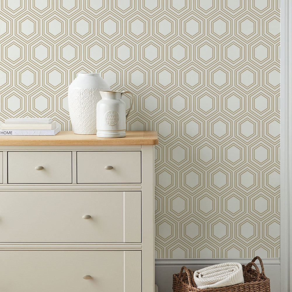 120200 - Honeycomb Geo Wallpaper - Neutral - Next