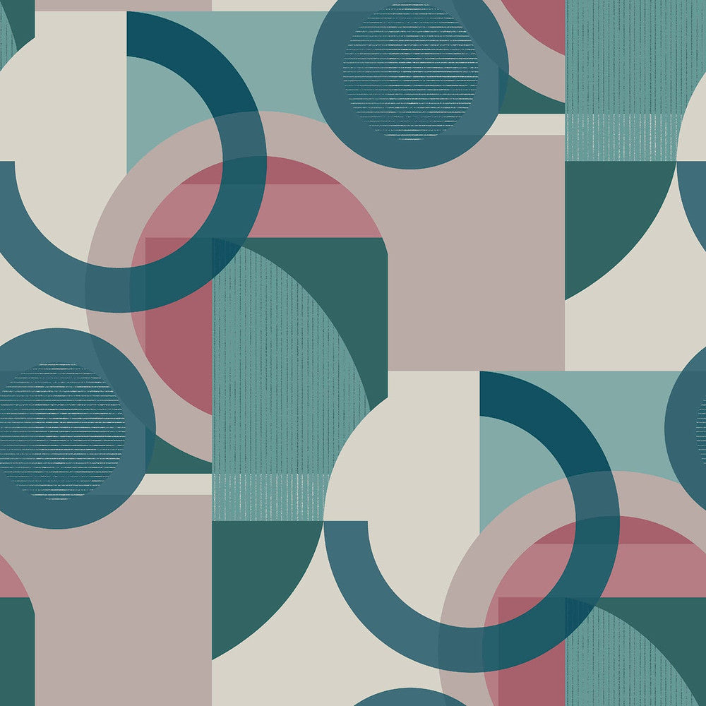 120210 - Retro Shapes Geo Wallpaper - Teal - Next