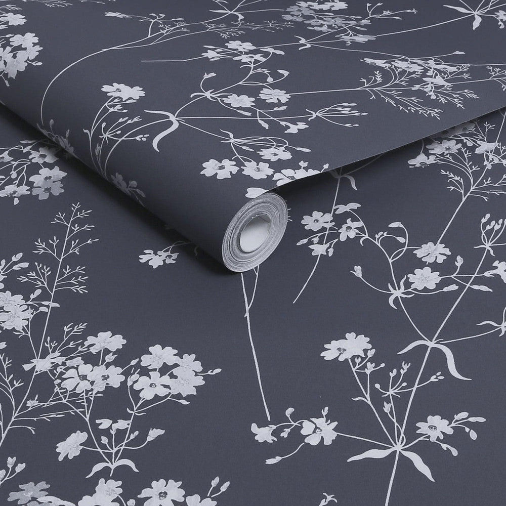 120211 - Leaf Wallpaper - Navy - Next