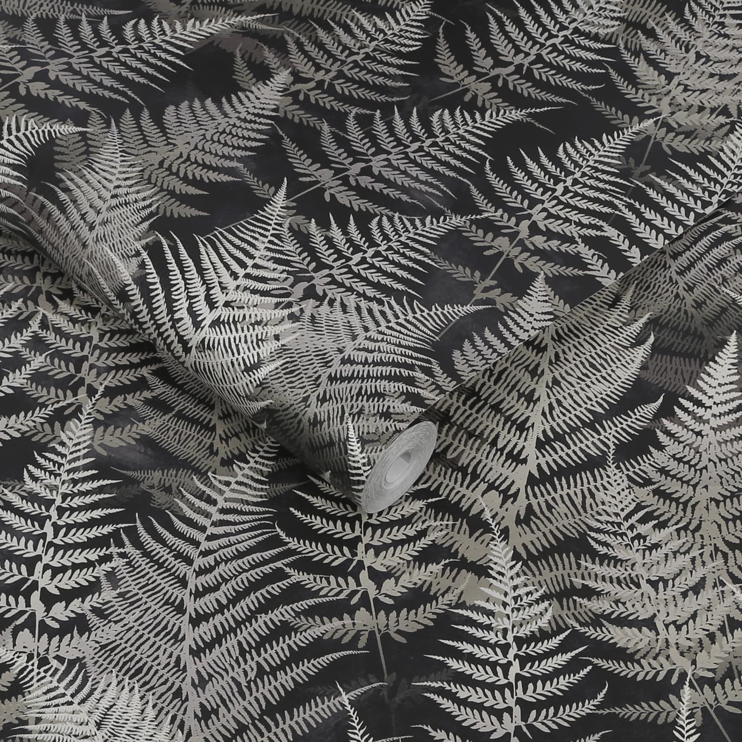 120366 - Woodland Fern Wallpaper - Charcoal - Clarissa Hulse