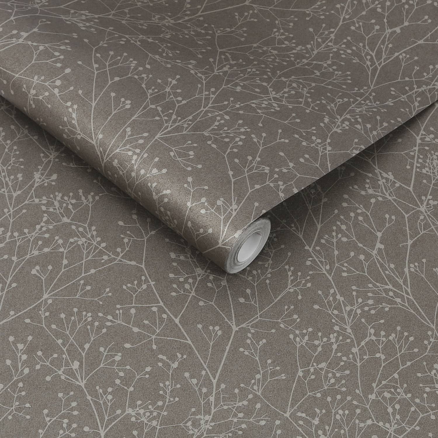 120369 - Gypsophila Wallpaper - Mocha & Silver  - Clarissa Hulse