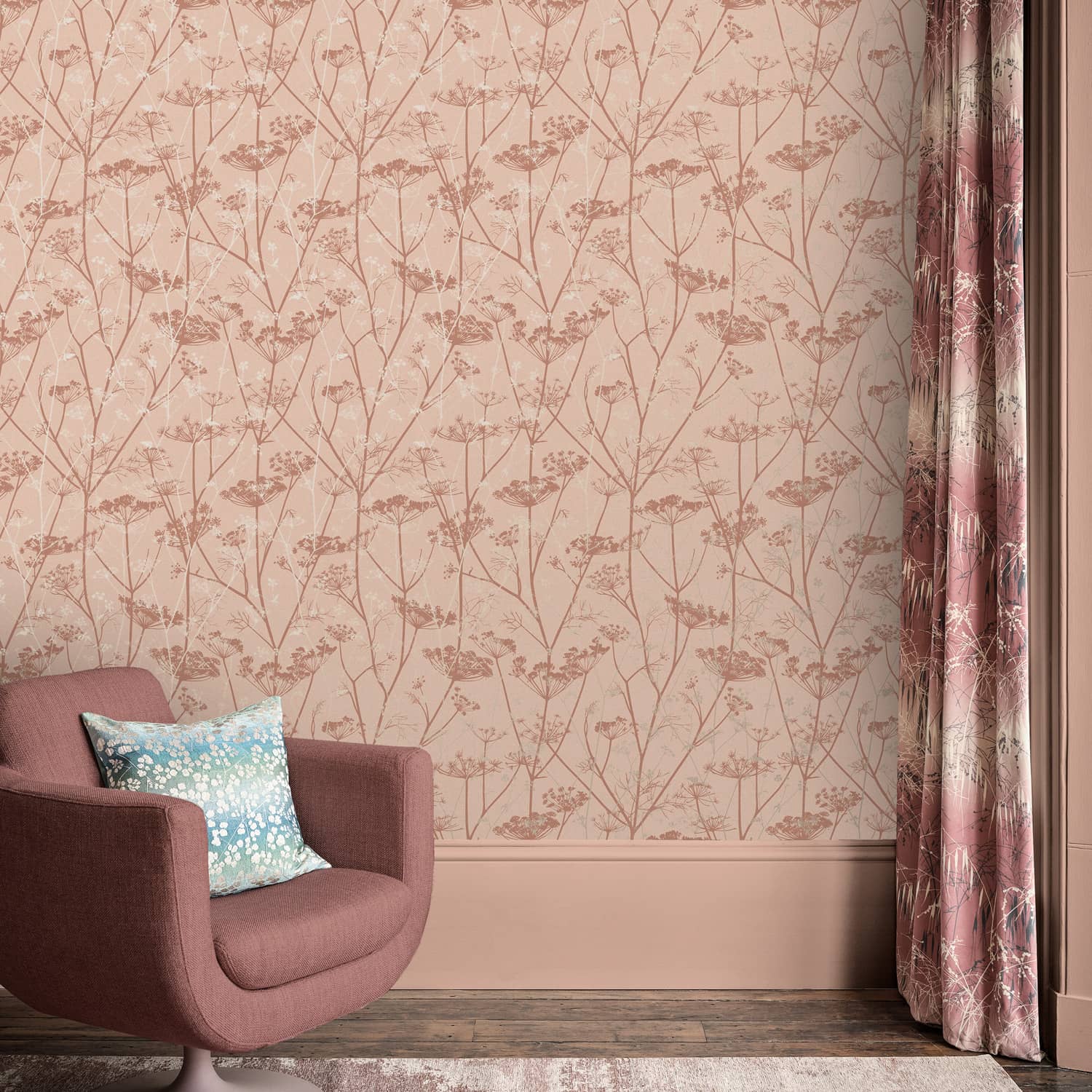 120372 - Wild Chervil Wallpaper - Shell & Rose Gold - Clarissa Hulse