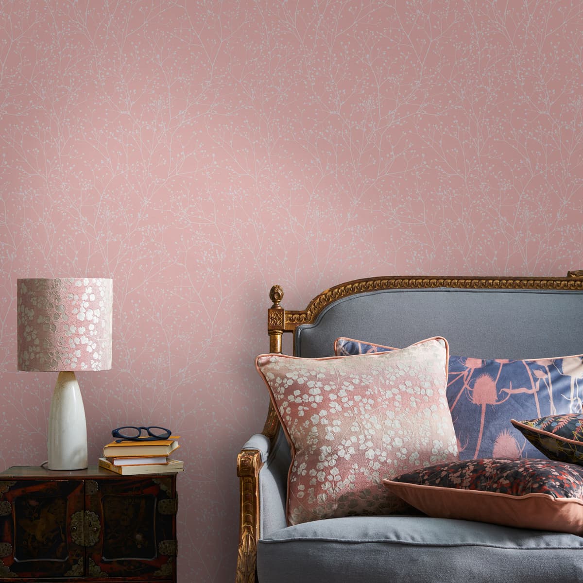 120373 - Gypsophila Wallpaper - Shell & Rose Gold - Clarissa Hulse