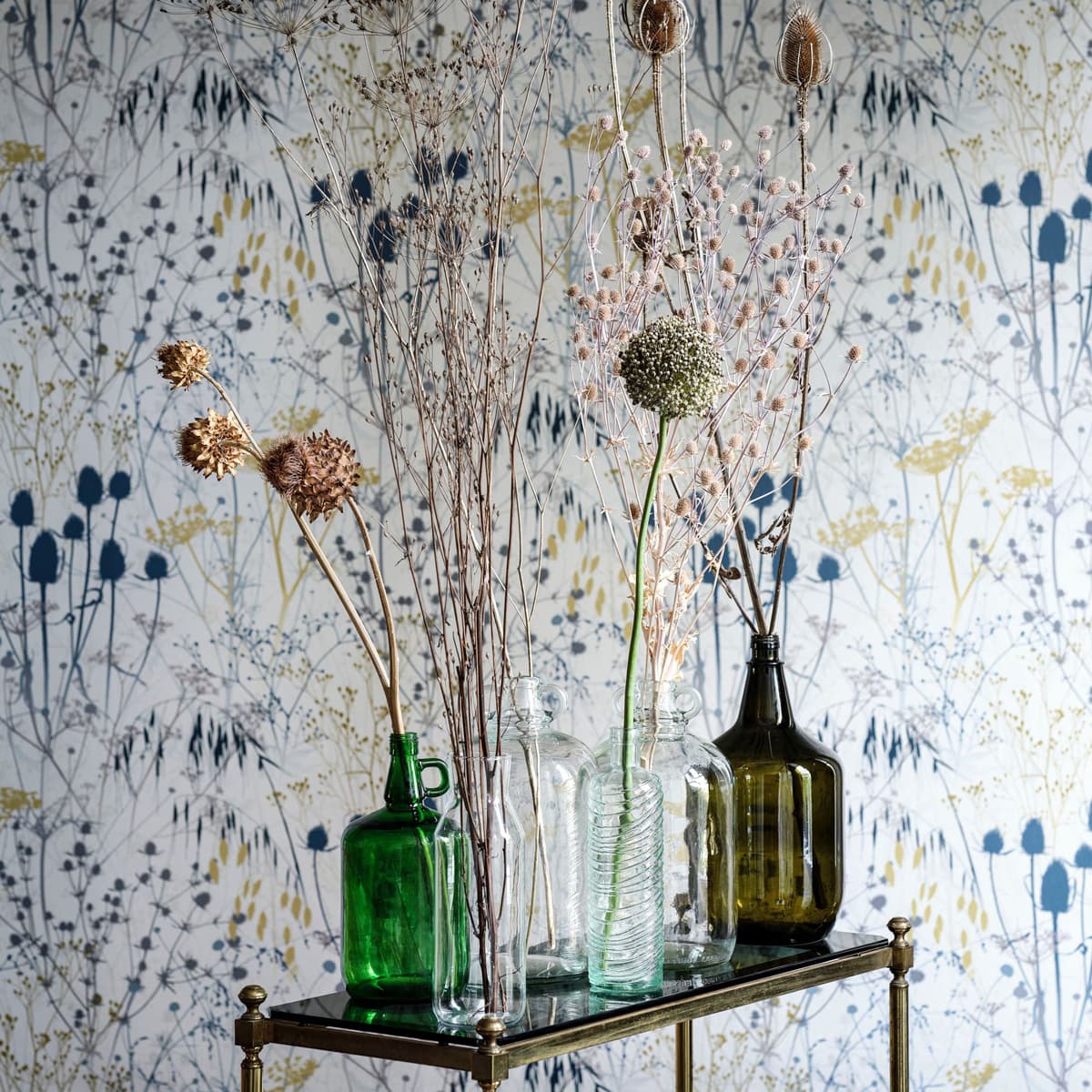 120377 - Summer Border Wallpaper - Blue - Clarissa Hulse
