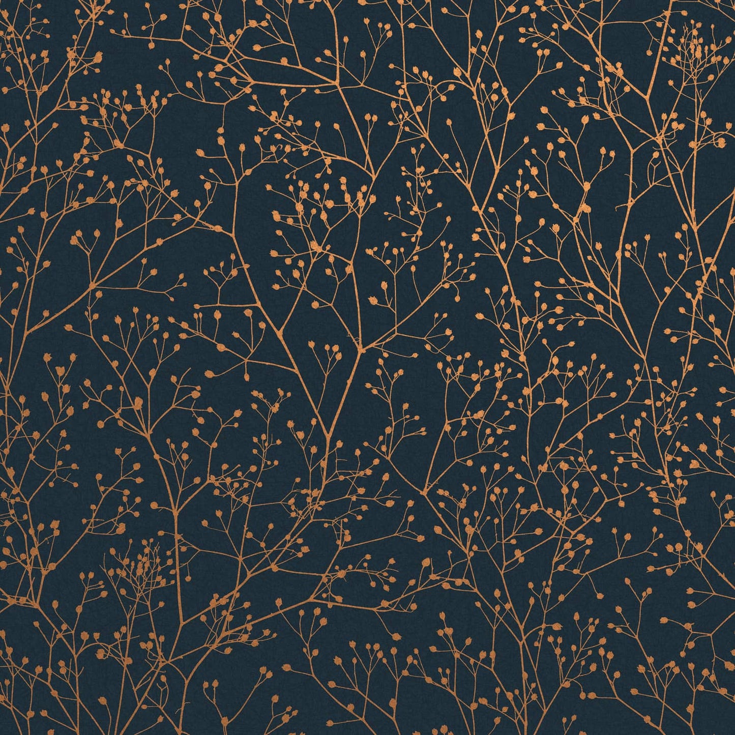 120381 - Gypsophila Wallpaper - Mighnight & Copper - Clarissa Hulse