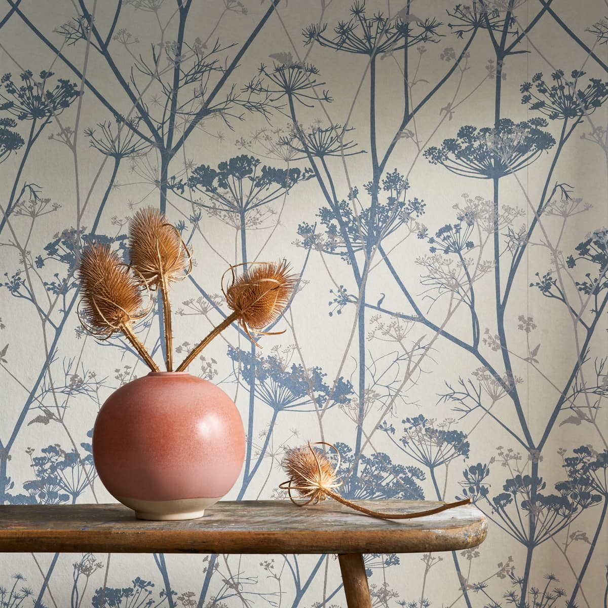 120383 - Wild Chervil Wallpaper - Dove & Silver - Clarissa Hulse