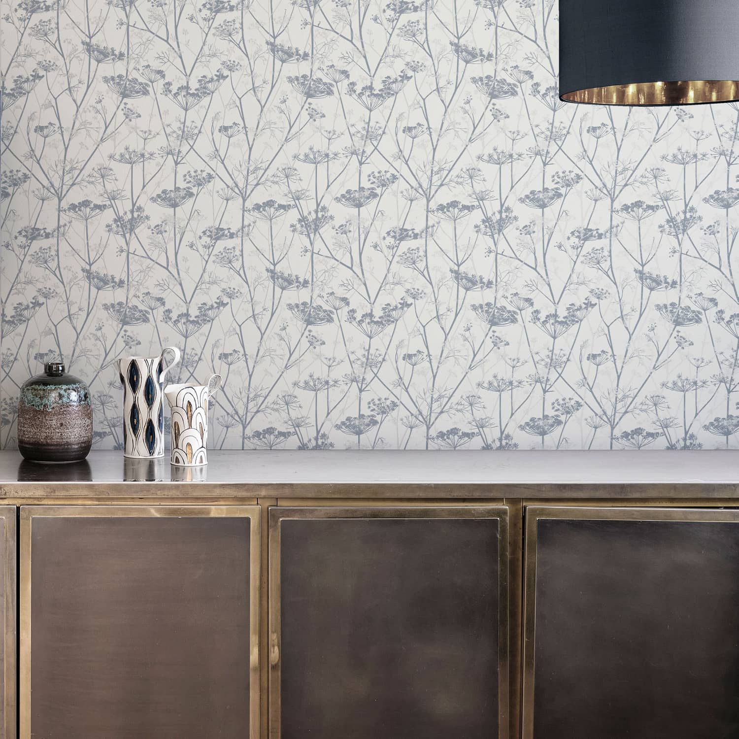 120383 - Wild Chervil Wallpaper - Dove & Silver - Clarissa Hulse