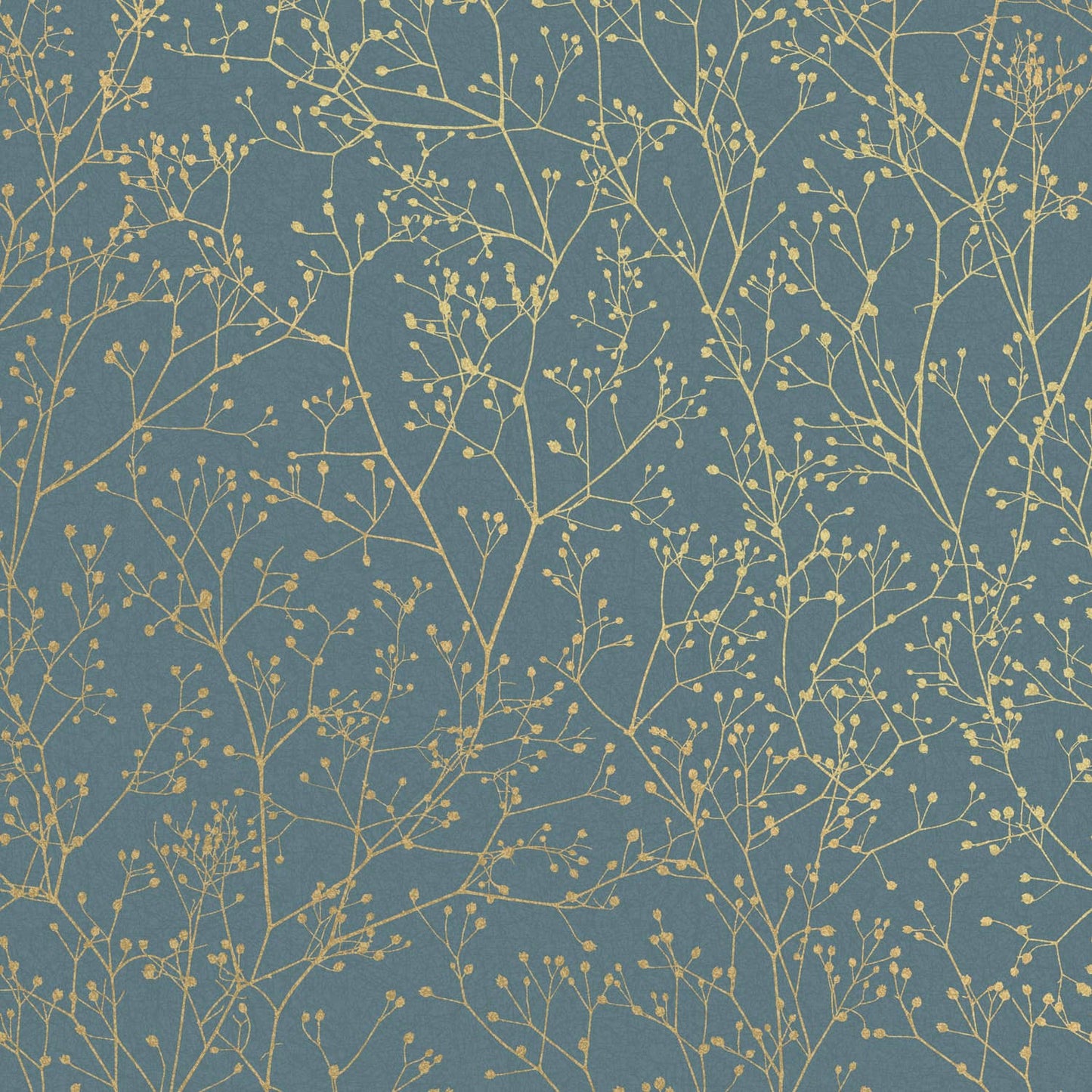 120384 - Gypsophila Wallpaper - Airforce Blue & Soft Gold - Clarissa Hulse