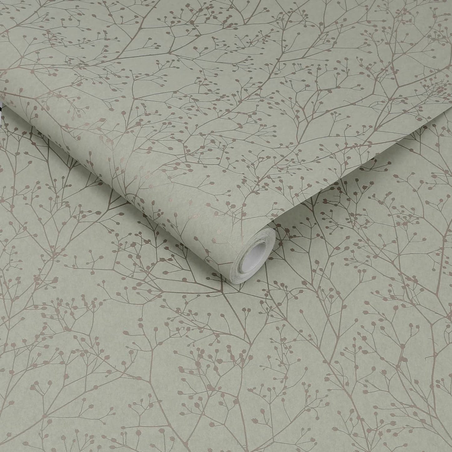 120388 - Gypsophila Wallpaper - Spring Green & Silver - Clarissa Hulse