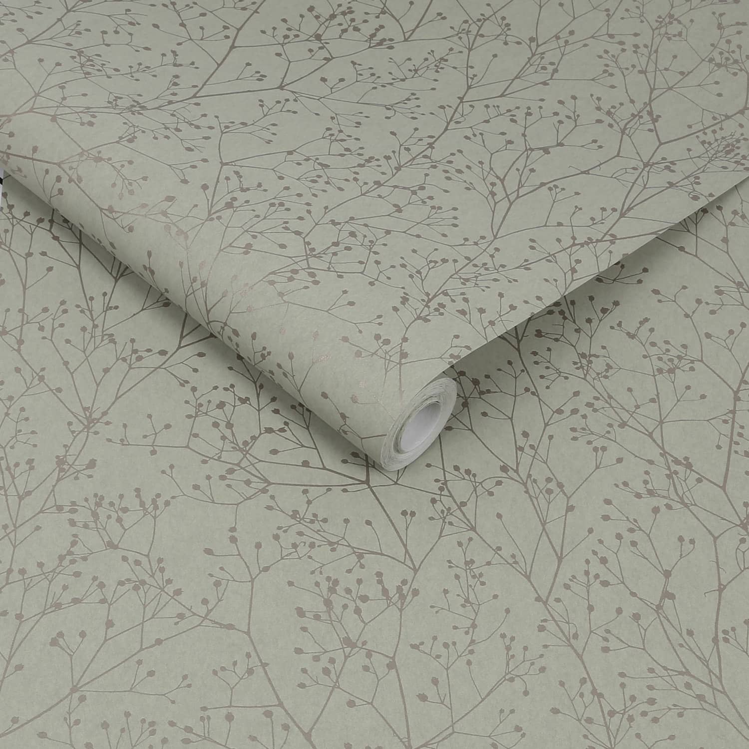 120388 - Gypsophila Wallpaper - Spring Green & Silver - Clarissa Hulse