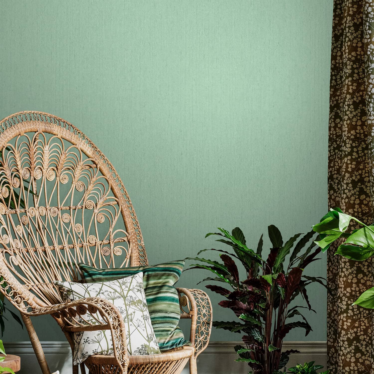 120390 - Tisbury Wallpaper - Verdigris - Clarissa Hulse
