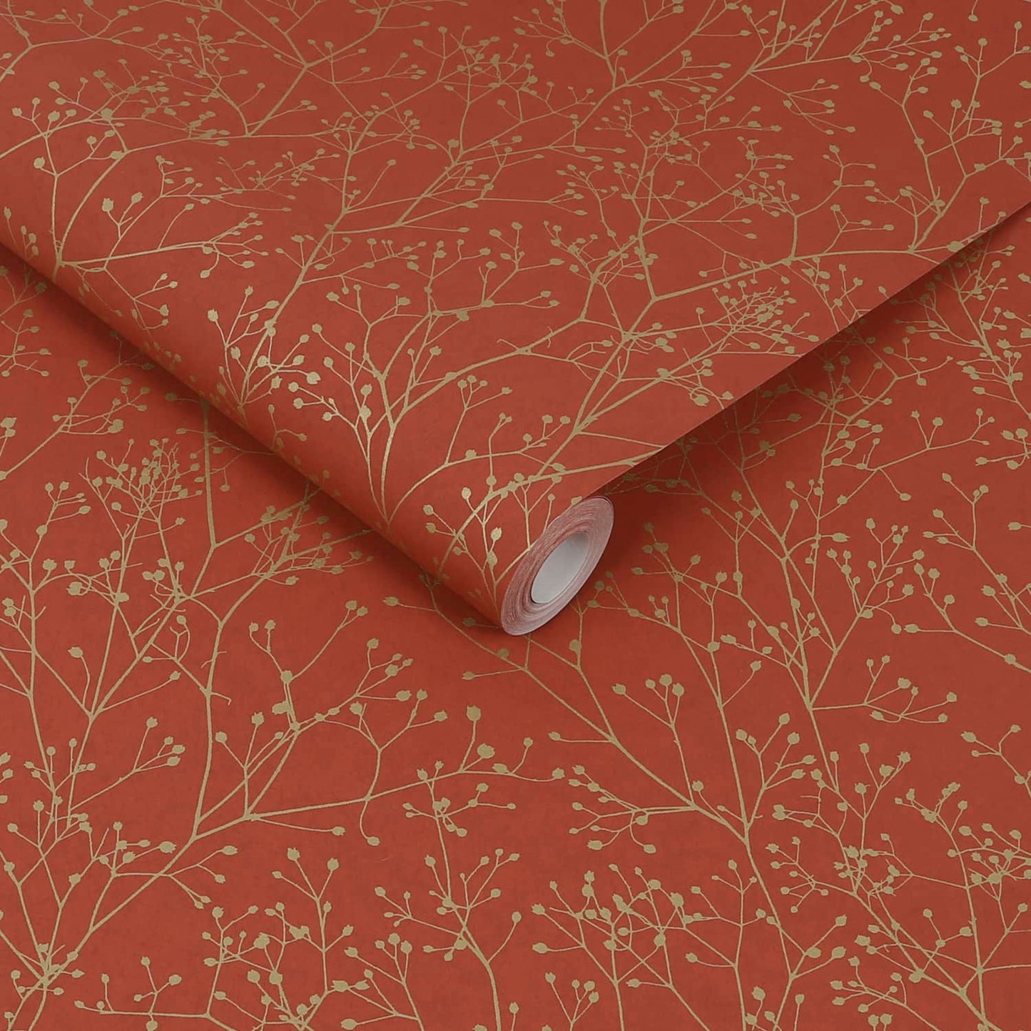 120401 - Gypsophila Wallpaper - Paprika & Gold - Clarissa Hulse