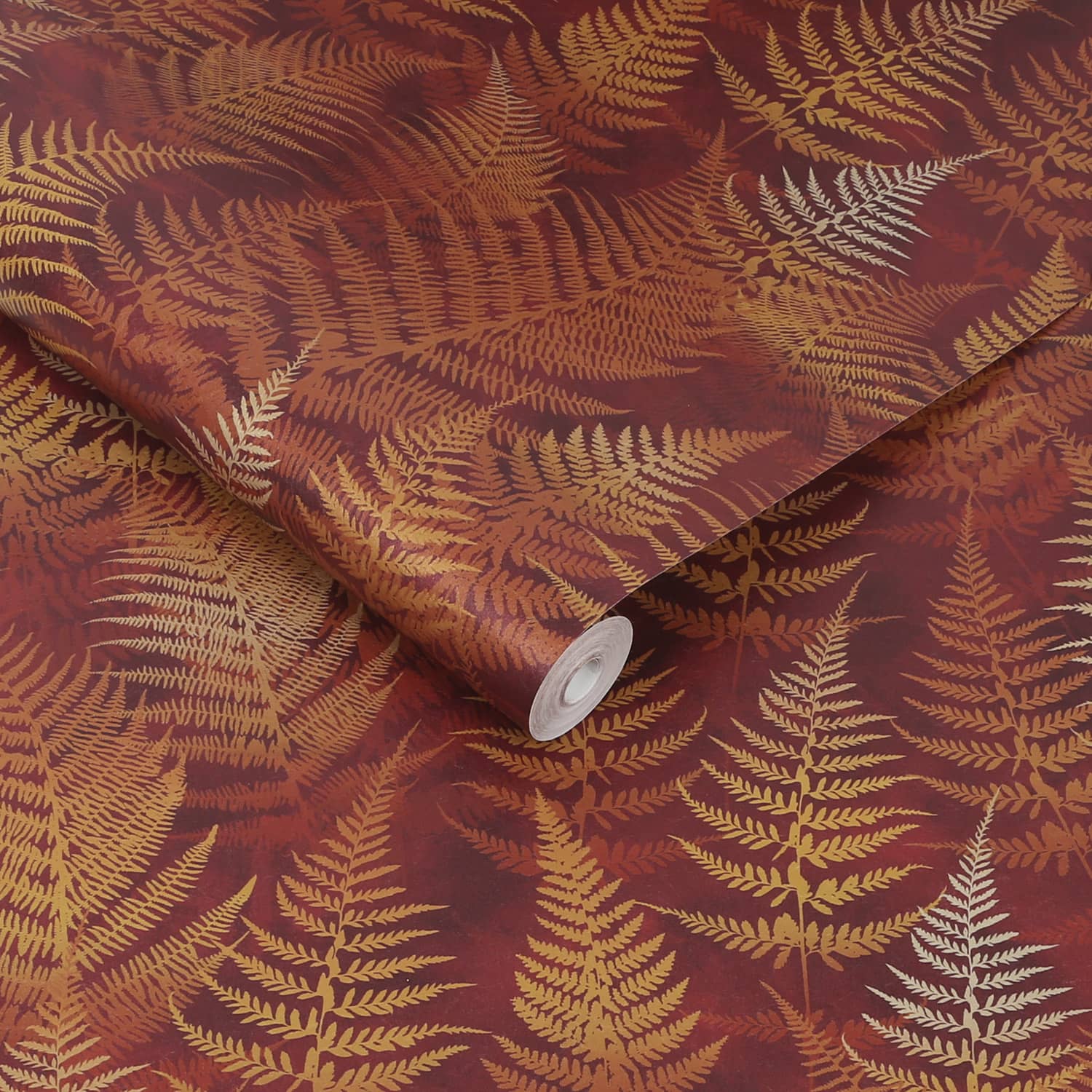 120402 - Woodland Fern Wallpaper - Rust - Clarissa Hulse
