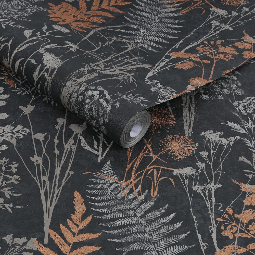 120718 - Organics Wallpaper - Black & Copper- Superfresco Easy