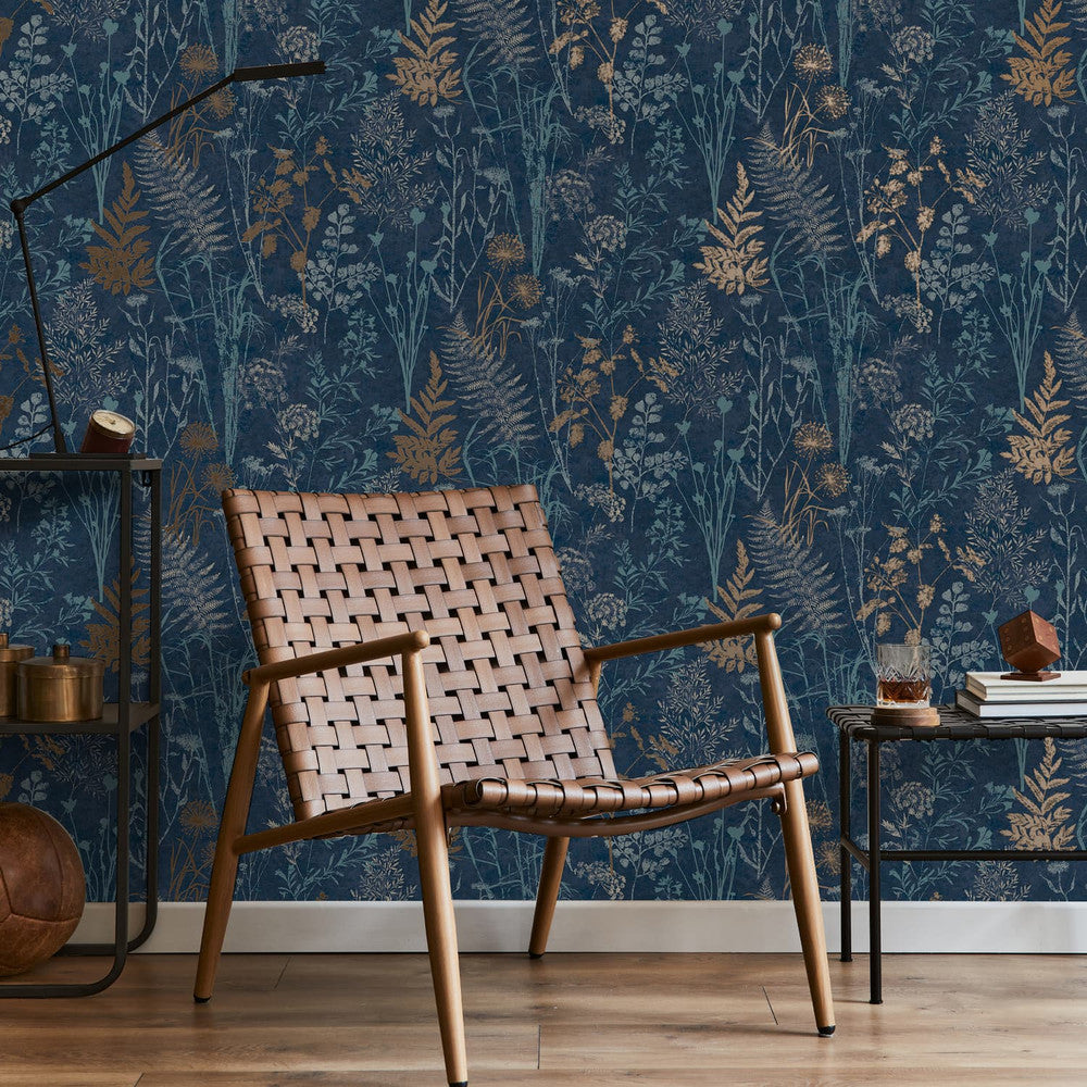 120719 - Organics Wallpaper - Navy & Copper - Superfresco Easy