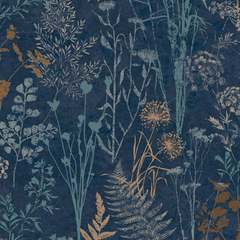 120719 - Organics Wallpaper - Navy & Copper - Superfresco Easy