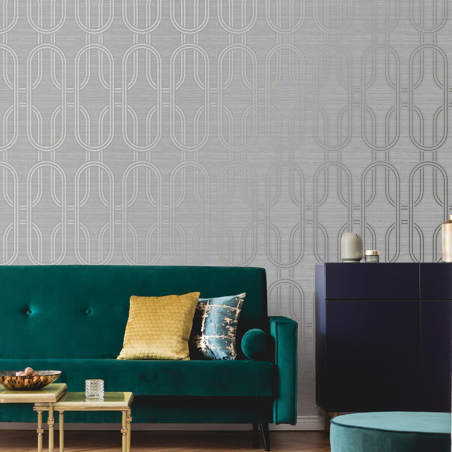 120857 - Indulgent Geo Wallpaper - Moonstone - Boutique Luxury