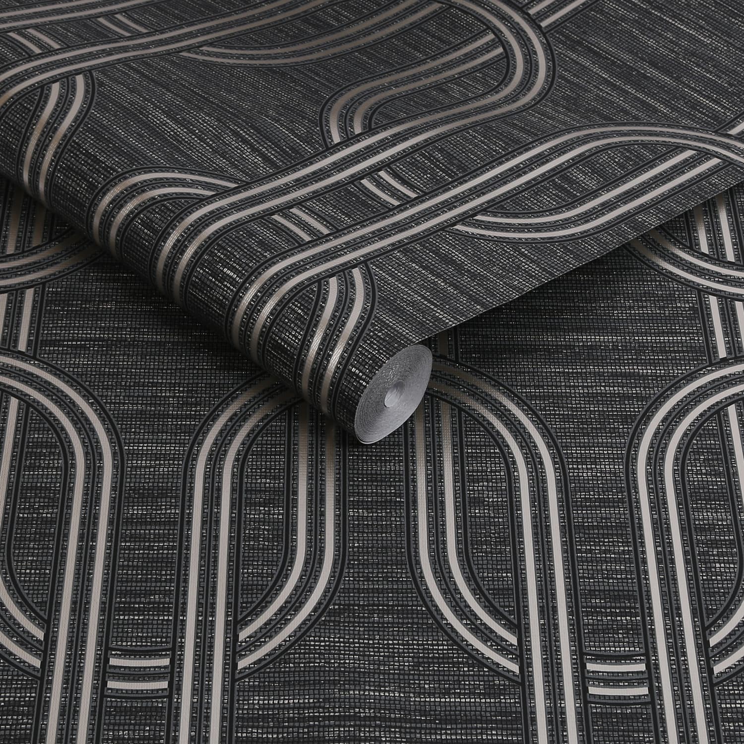 120860 - Indulgent Geo Wallpaper - Onyx - Boutique Luxury