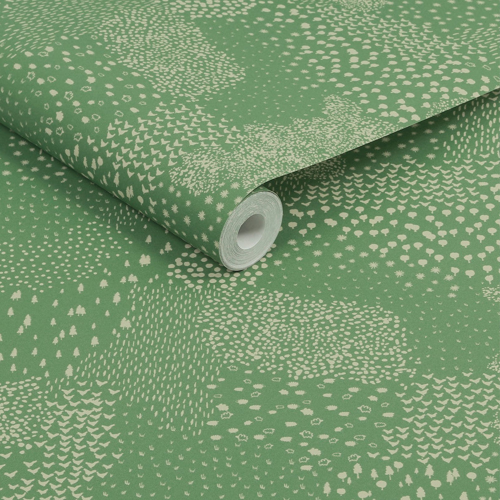 120869 - Mono Farm Wallpaper - Green - Joules