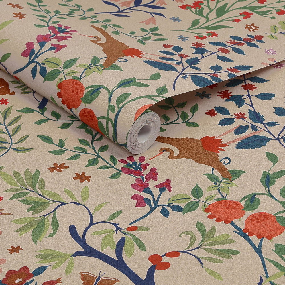 120871 - Enchanted Woodland Wallpaper - Antique Cream - Joules