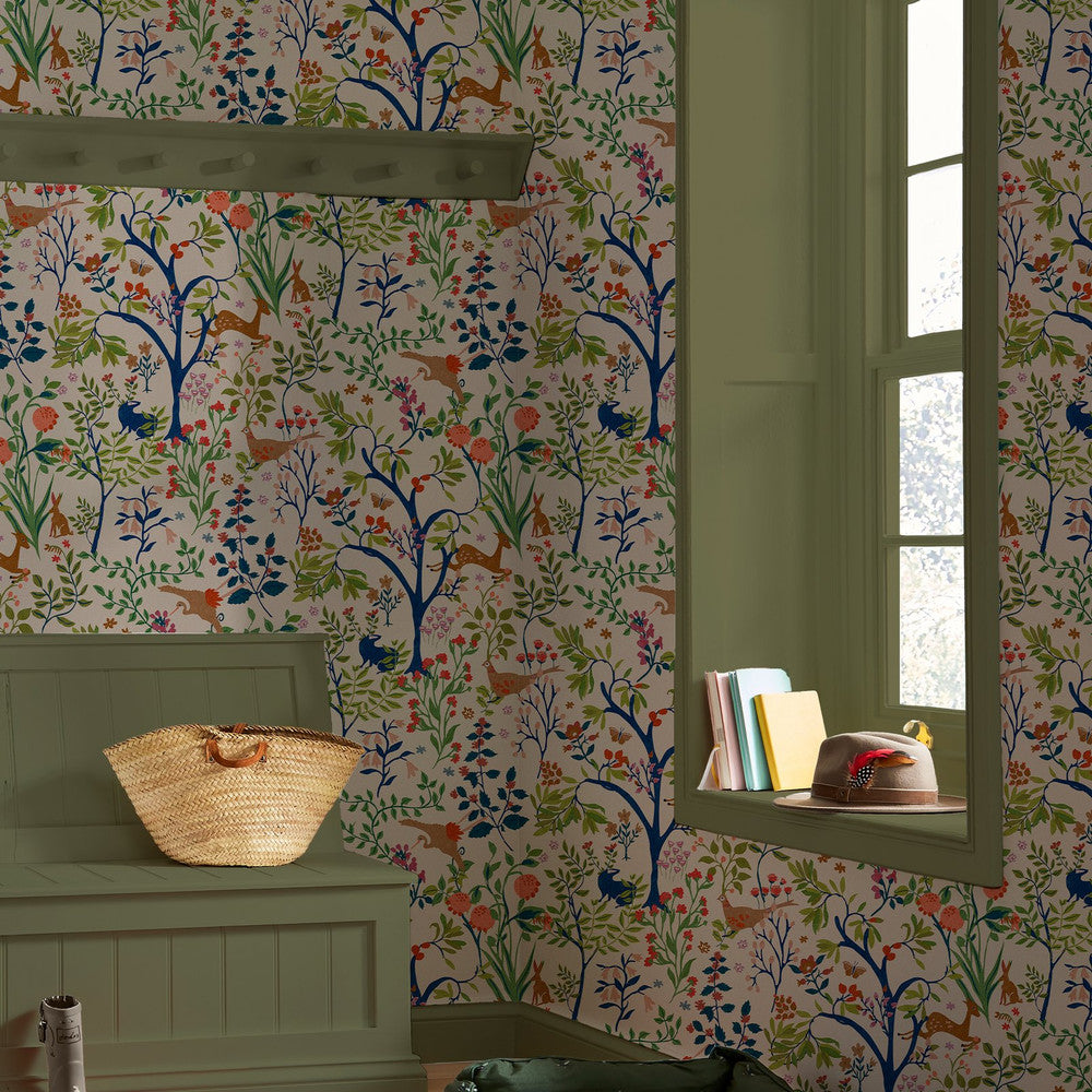 120871 - Enchanted Woodland Wallpaper - Antique Cream - Joules