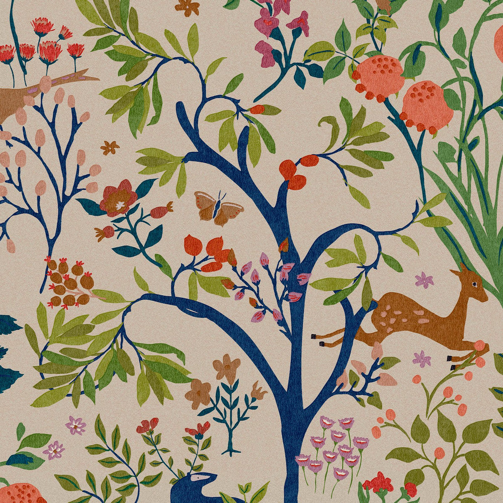 120871 - Enchanted Woodland Wallpaper - Antique Cream - Joules