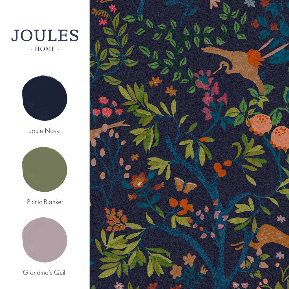 120872 - Enchanted Woodland Wallpaper - Navy - Joules