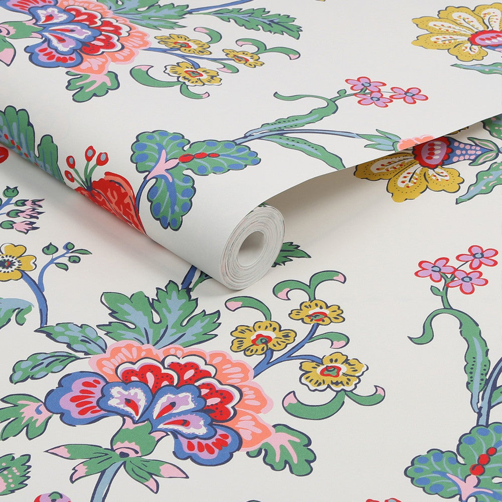 120877 - Vine Cottage Floral Wallpaper - Cream - Joules