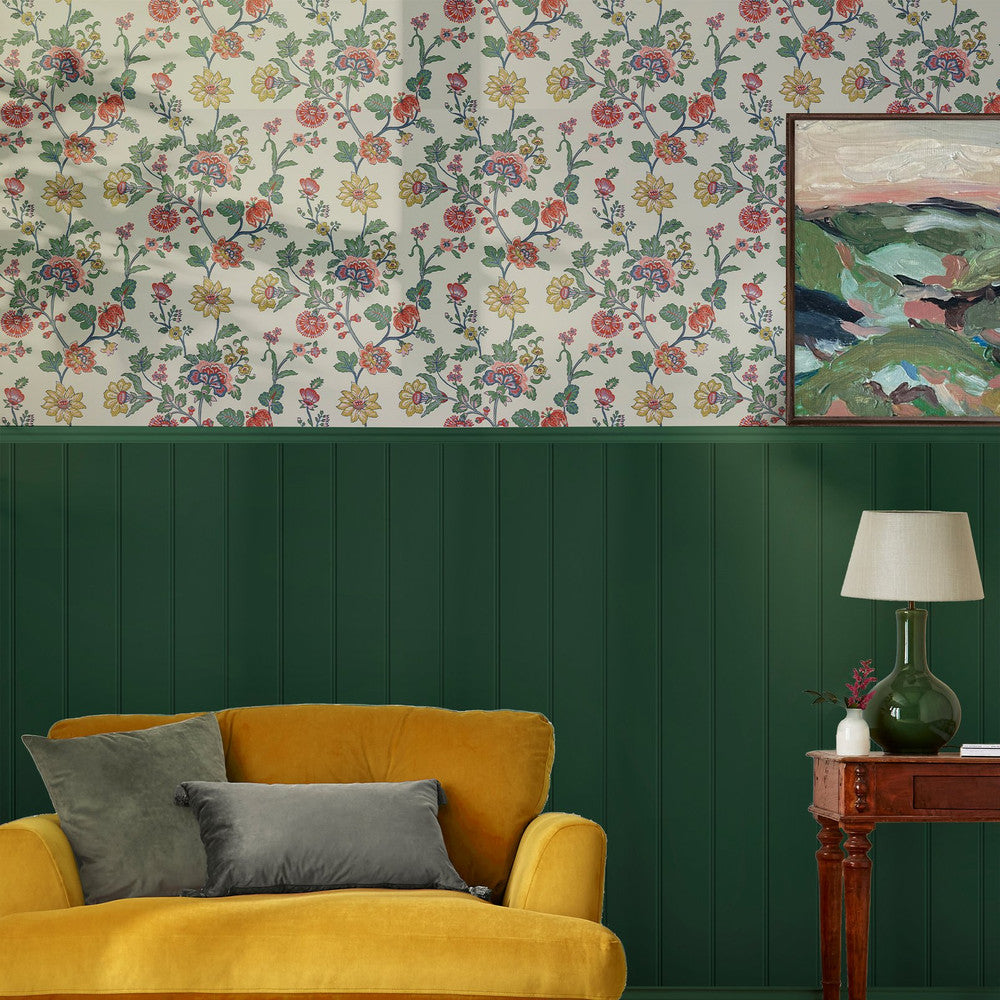 120877 - Vine Cottage Floral Wallpaper - Cream - Joules