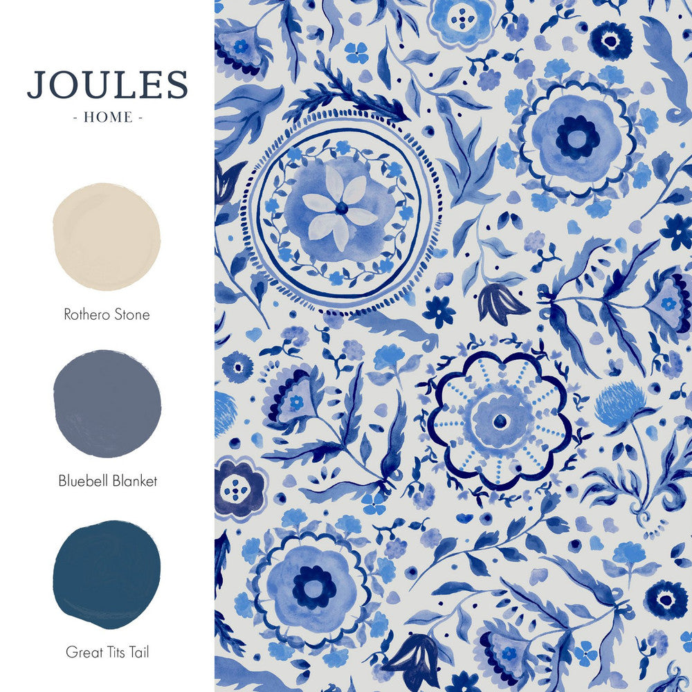 120881 - Festival Flowers Wallpaper - Blue - Joules