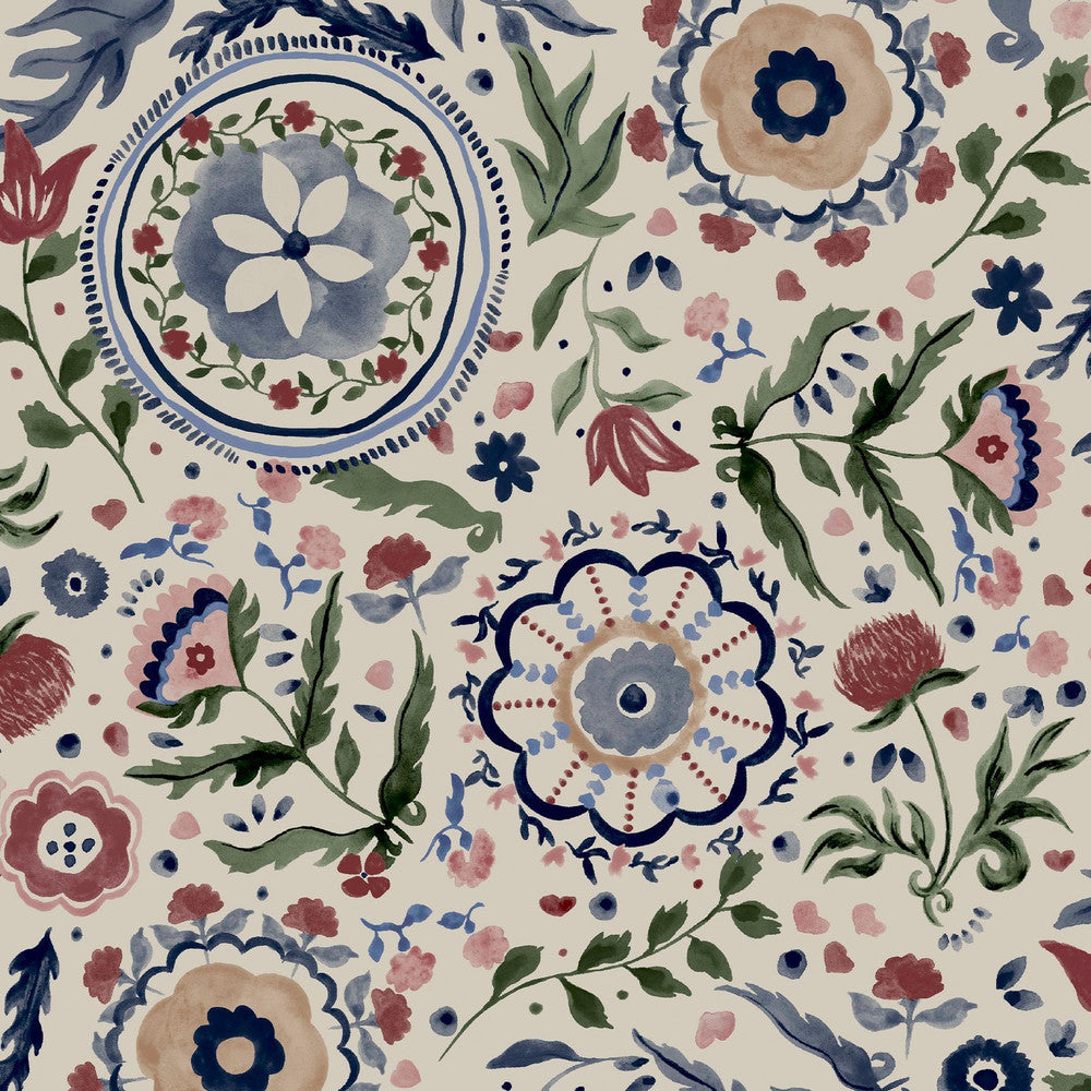 120882 - Festival Flowers Wallpaper - Antique White - Joules