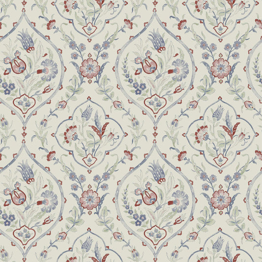 121069 - Foscot Damask Wallpaper - Crimson Red - Laura Ashley