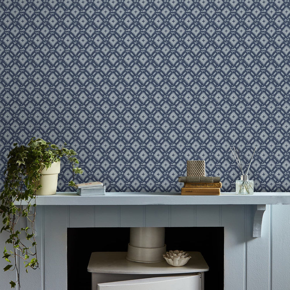121071 - Whitebrook Wallpaper - Dusky Seaspray Blue - Laura Ashley
