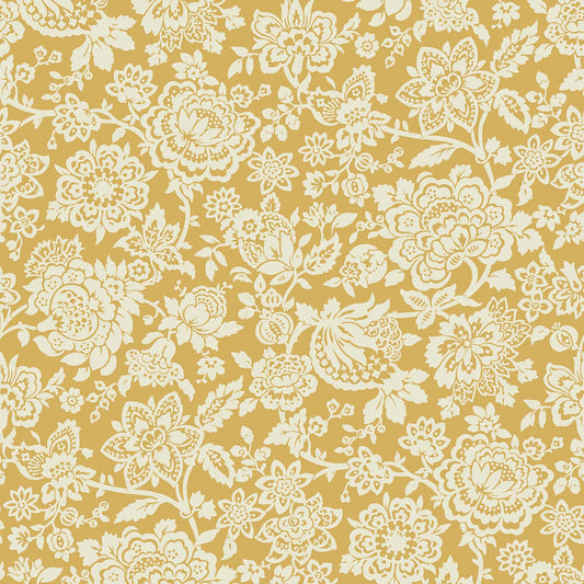 121072 - Trailing Laurissa Pale Wallpaper - Ochre Yellow - Laura Ashley