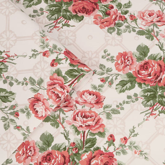 121081 - Country Roses Wallpaper - Old Rose Pink - Laura Ashley