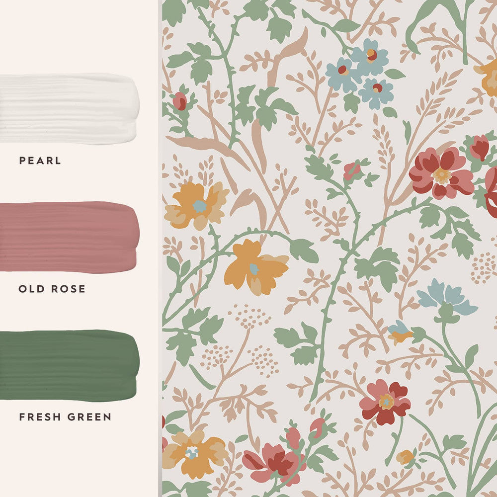121082 - Shropshire Posy Wallpaper - Antique Pink - Laura Ashley