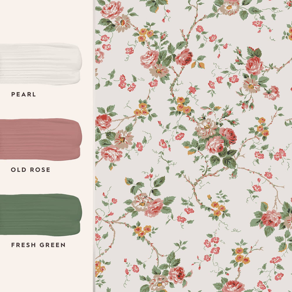 121083 - Mountney Garden Wallpaper - Antique Pink - Laura Ashley