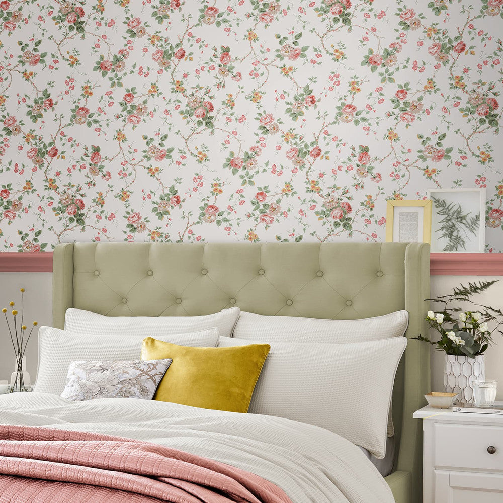 121083 - Mountney Garden Wallpaper - Antique Pink - Laura Ashley