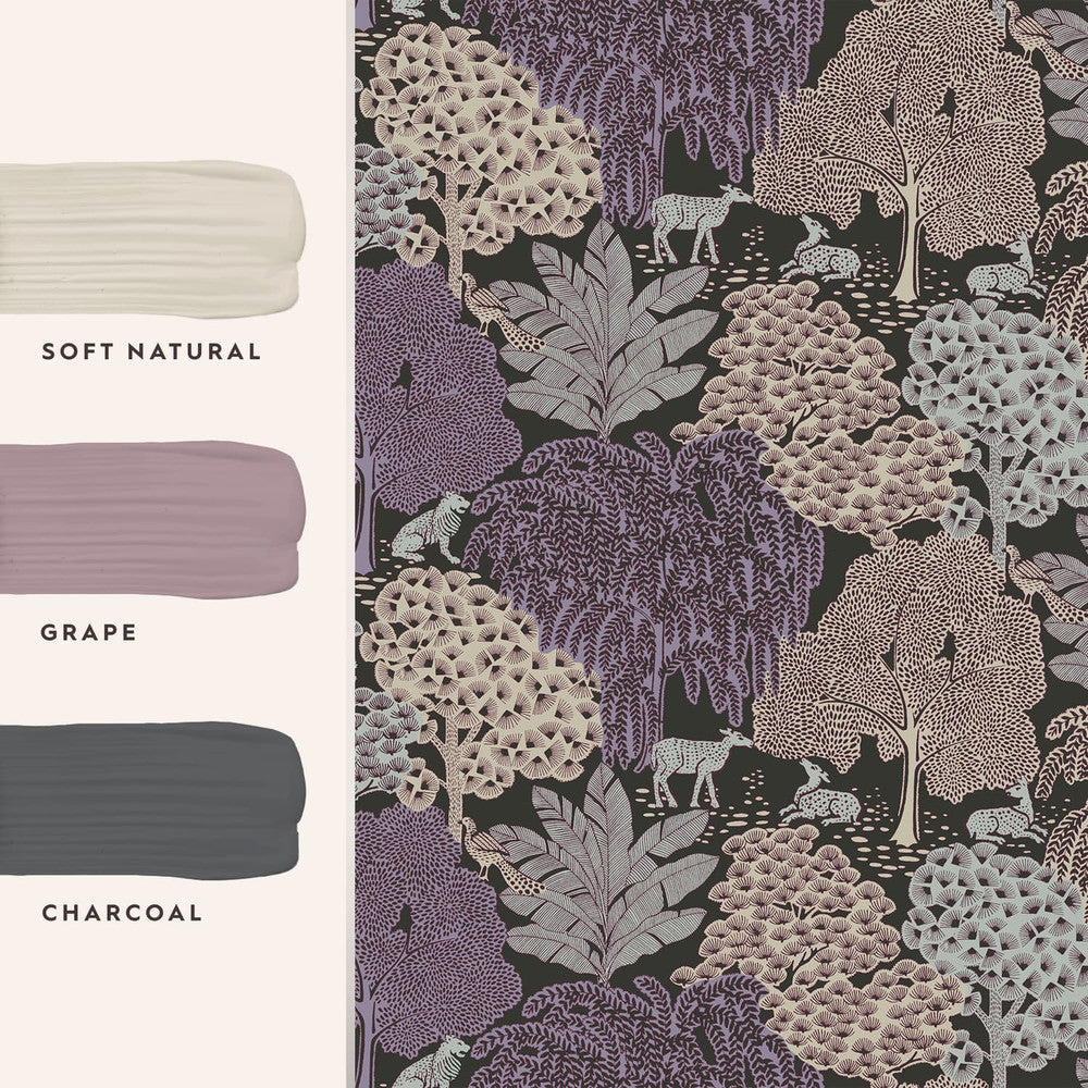 121087 - Garwood Grove Wallpaper - Violet Grey - Laura Ashley