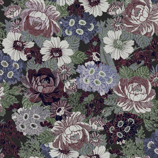 121088 - Honnington Peonies Wallpaper - Blackberry Purple - Laura Ashley