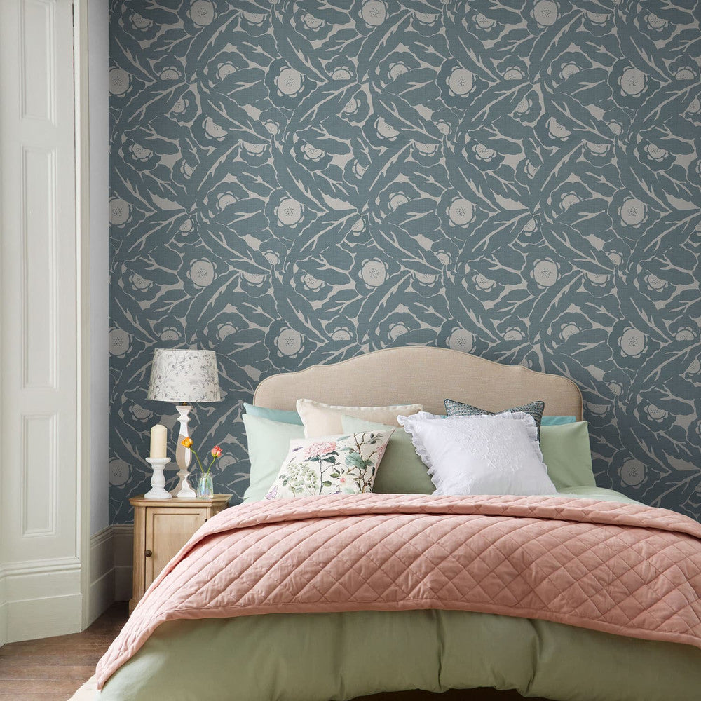 121190 - Optimism Floral Wallpaper - Blue - Next