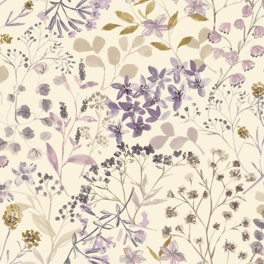 121206 - Watercolour Floral Wallpaper - Purple - Next