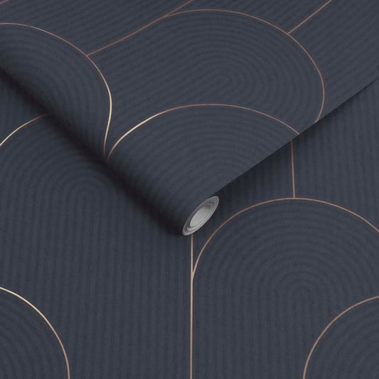 121418 - Lancet Wallpaper - Navy - Graham & Brown