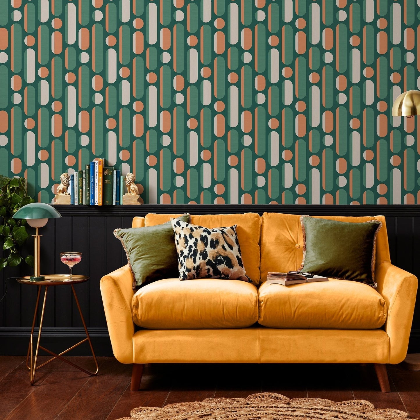 122356 - Morse Wallpaper - Bottle Green Rust - Envy