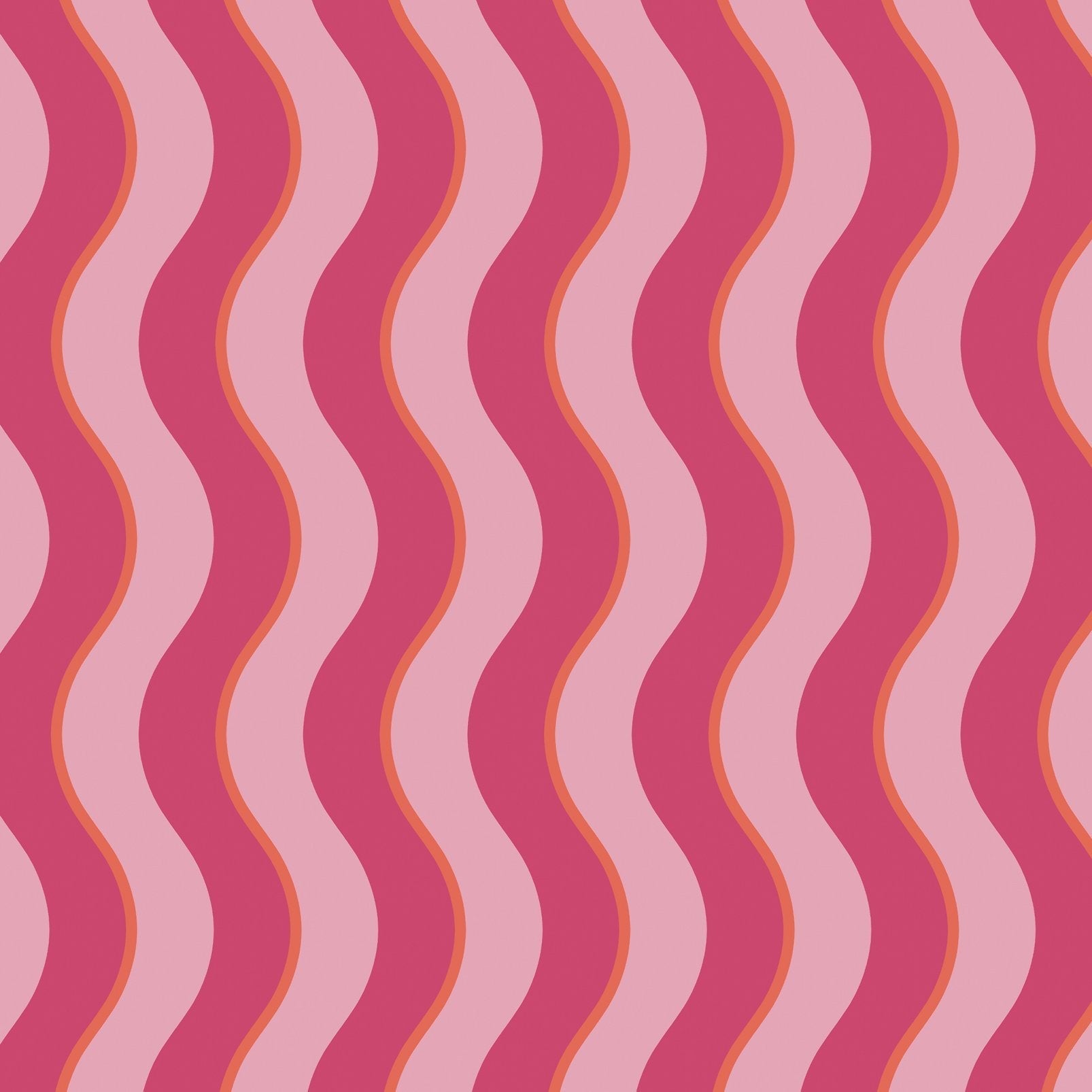 122371 - Making Waves Wallpaper - Raspberry & Tangerine - Envy